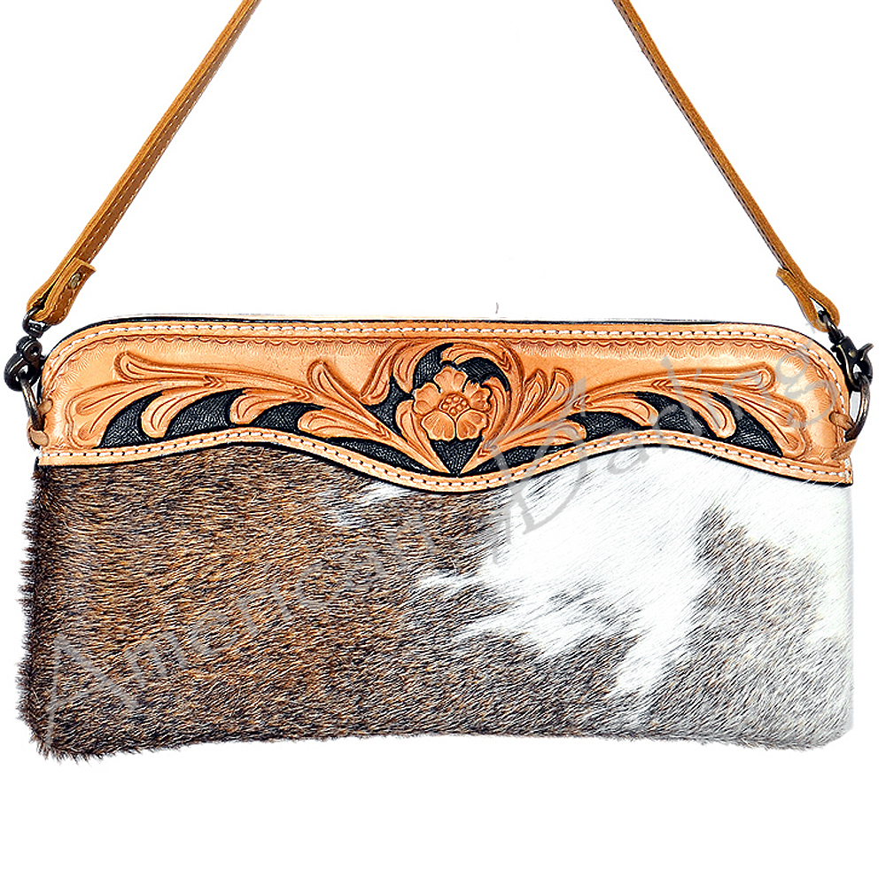 AD American Darling Small Crossbody Hand Tooled Hair On Genuine Leather Western - Picture 34 of 35