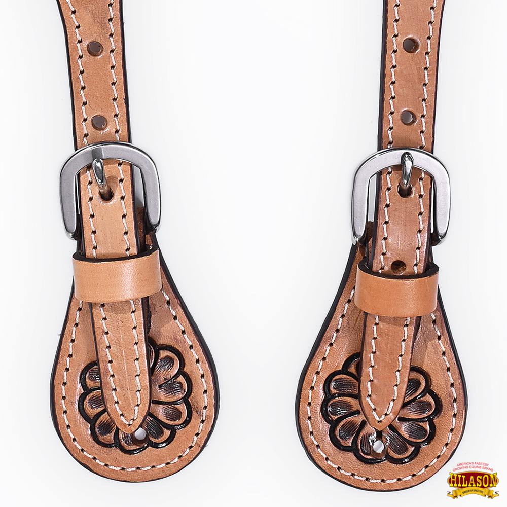 HS Hilason Western American Echtleder Cowboy Spurriemen Paar - Bild 8 von 30