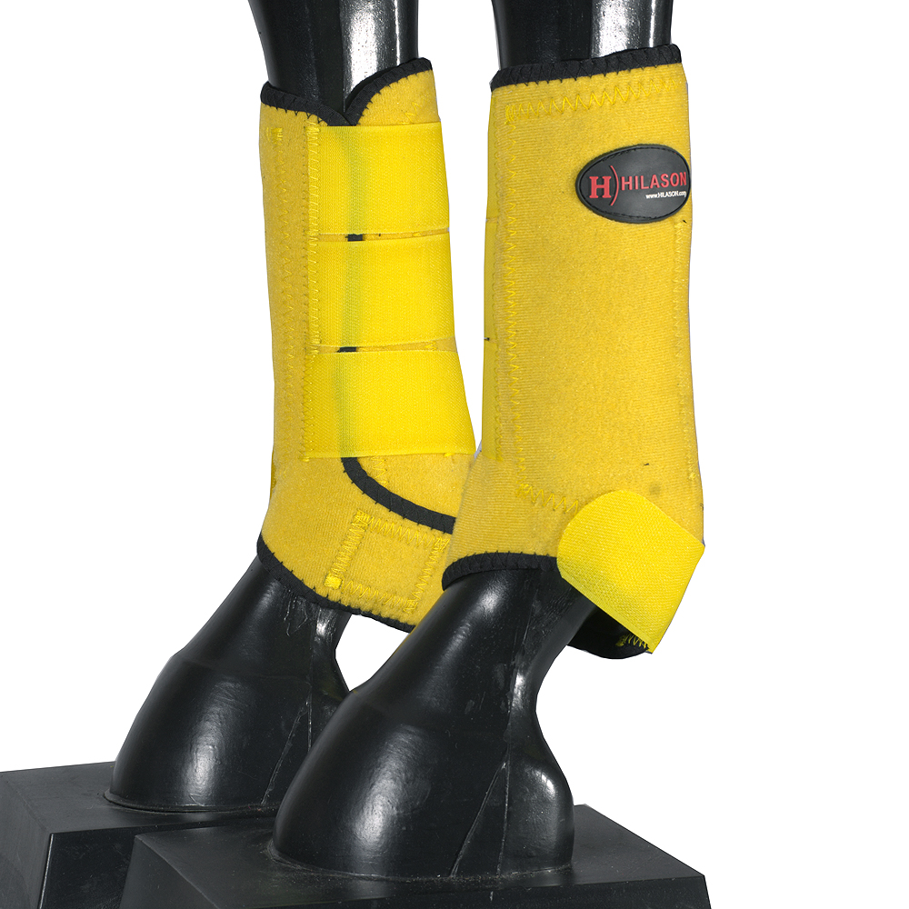 28RI L M S Hilason Horse Front Leg Ultimate Sports Boots Pair Yellow Black