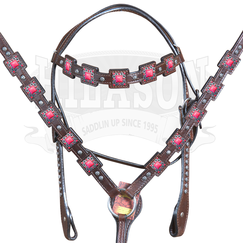 C--SET Western Horse Headstall Breast Collar Set Tack American Leather  Hilason