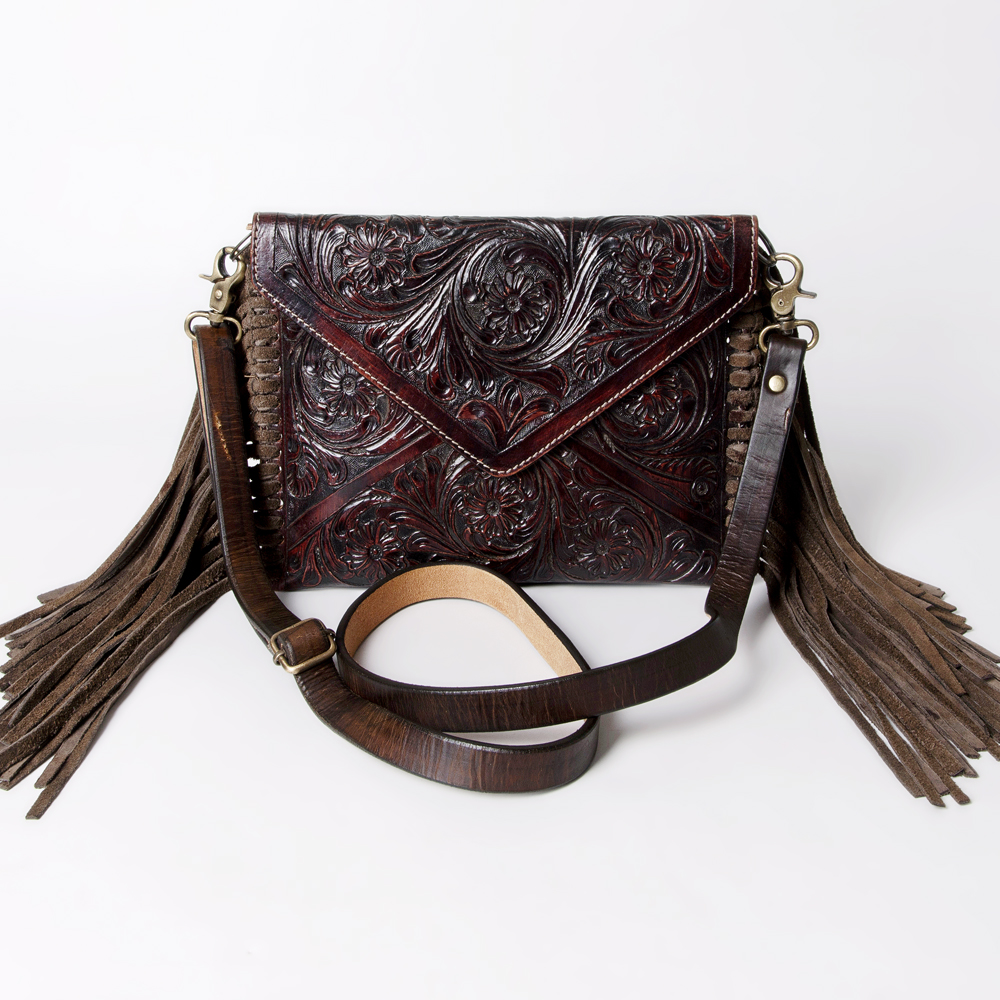 AD American Darling ADBG476ANTBR Envelope Hand Tooled Genuine Leather Damentasche - Bild 14 von 28