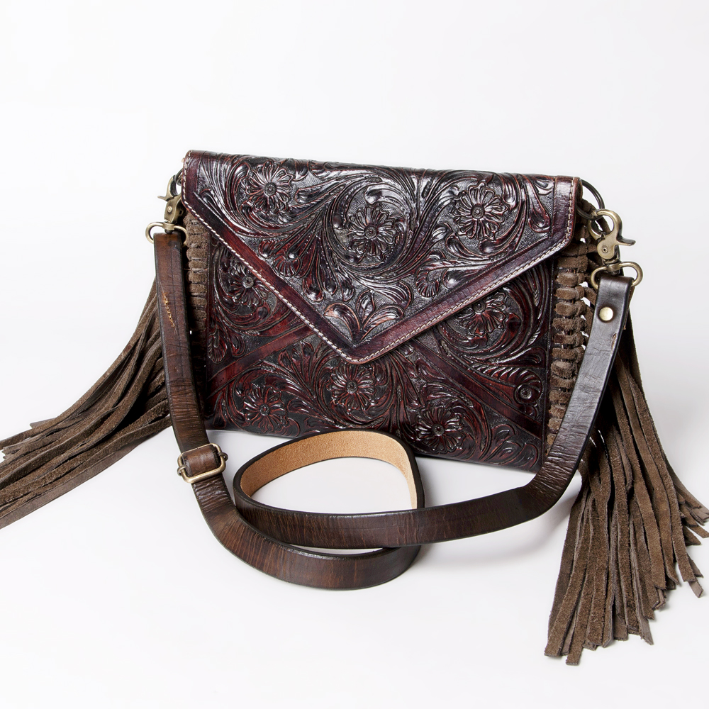 AD American Darling ADBG476ANTBR Envelope Hand Tooled Genuine Leather Damentasche - Bild 13 von 28