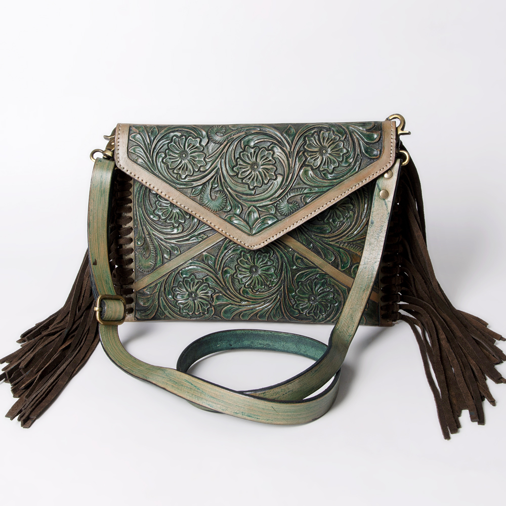 AD American Darling ADBG476ANTBR Envelope Hand Tooled Genuine Leather Damentasche - Bild 24 von 28