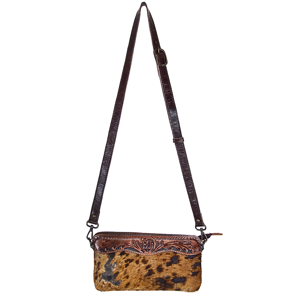 AD American Darling Small Crossbody Hand Tooled Hair On Genuine Leather Western - Picture 32 of 35