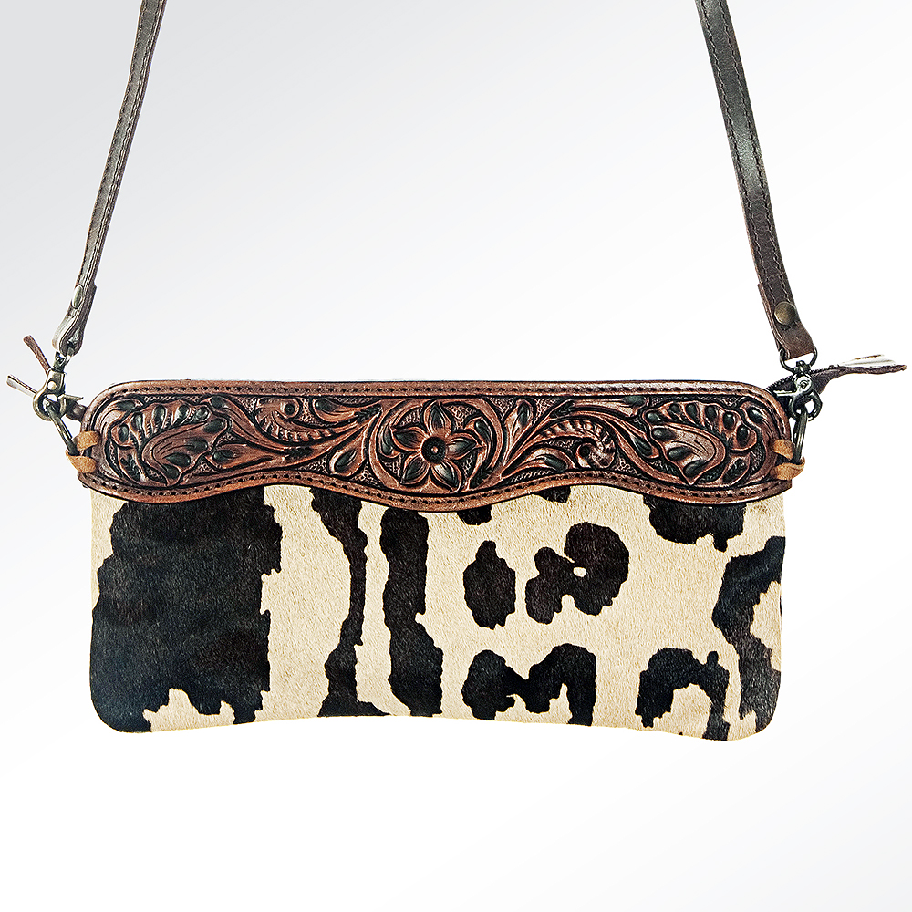 AD American Darling Small Crossbody Hand Tooled Hair On Genuine Leather Western - Picture 7 of 35