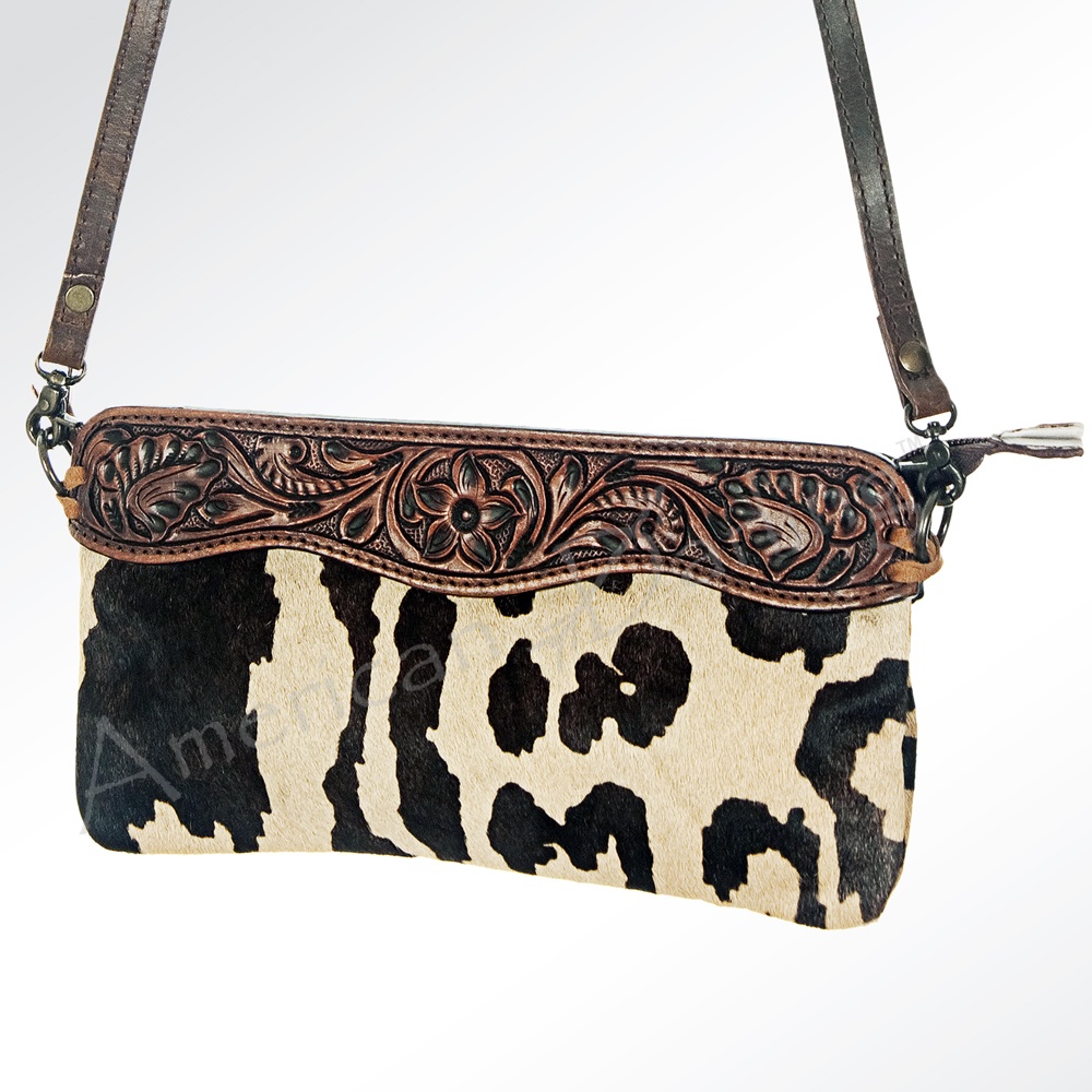 AD American Darling Small Crossbody Hand Tooled Hair On Genuine Leather Western - Picture 6 of 35