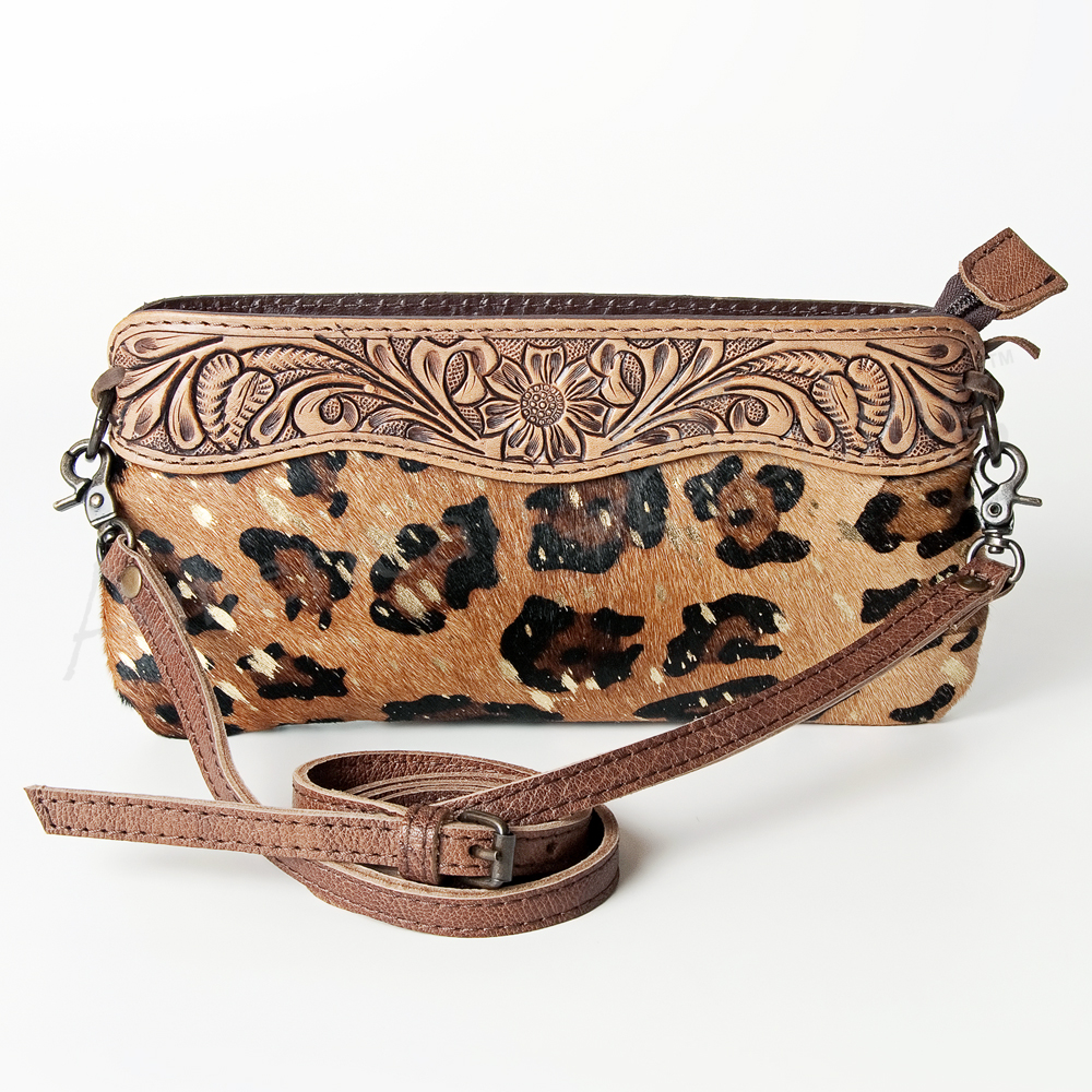 AD American Darling Small Crossbody Hand Tooled Hair On Genuine Leather Western - Picture 19 of 35