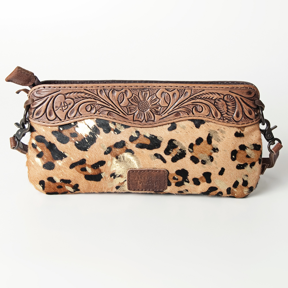 AD American Darling Small Crossbody Hand Tooled Hair On Genuine Leather Western - Picture 20 of 35