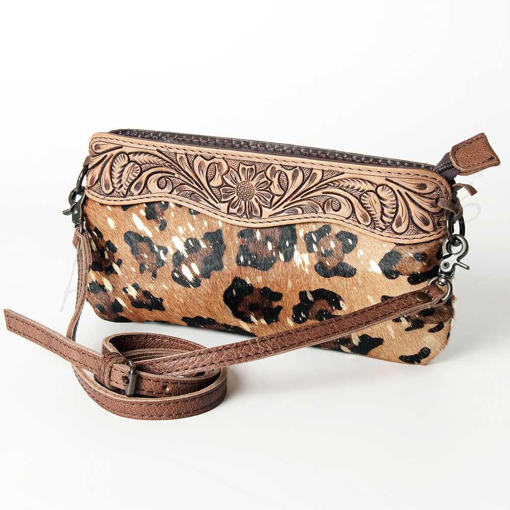AD American Darling Small Crossbody Hand Tooled Hair On Genuine Leather Western - Picture 18 of 35