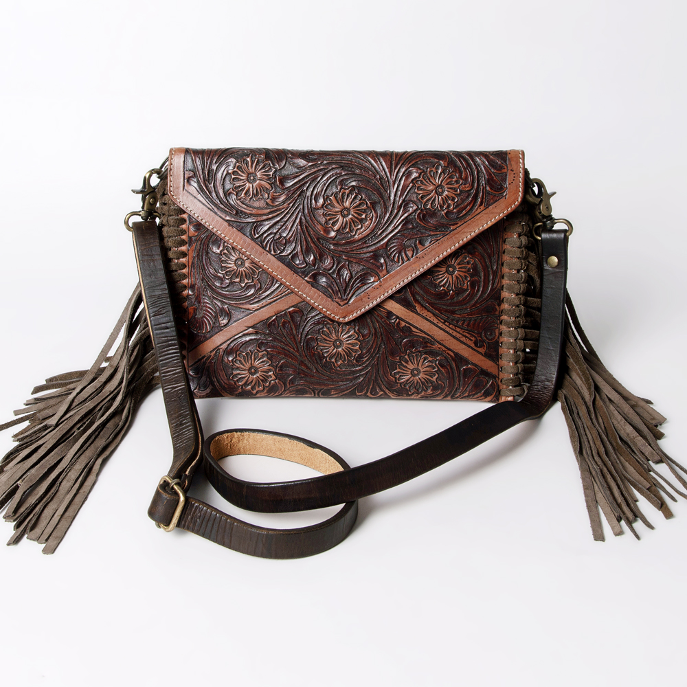 AD American Darling ADBG476ANTBR Envelope Hand Tooled Genuine Leather Damentasche - Bild 9 von 28