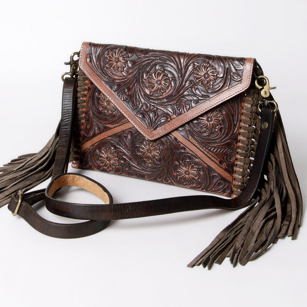 AD American Darling ADBG476ANTBR Envelope Hand Tooled Genuine Leather Damentasche - Bild 8 von 28