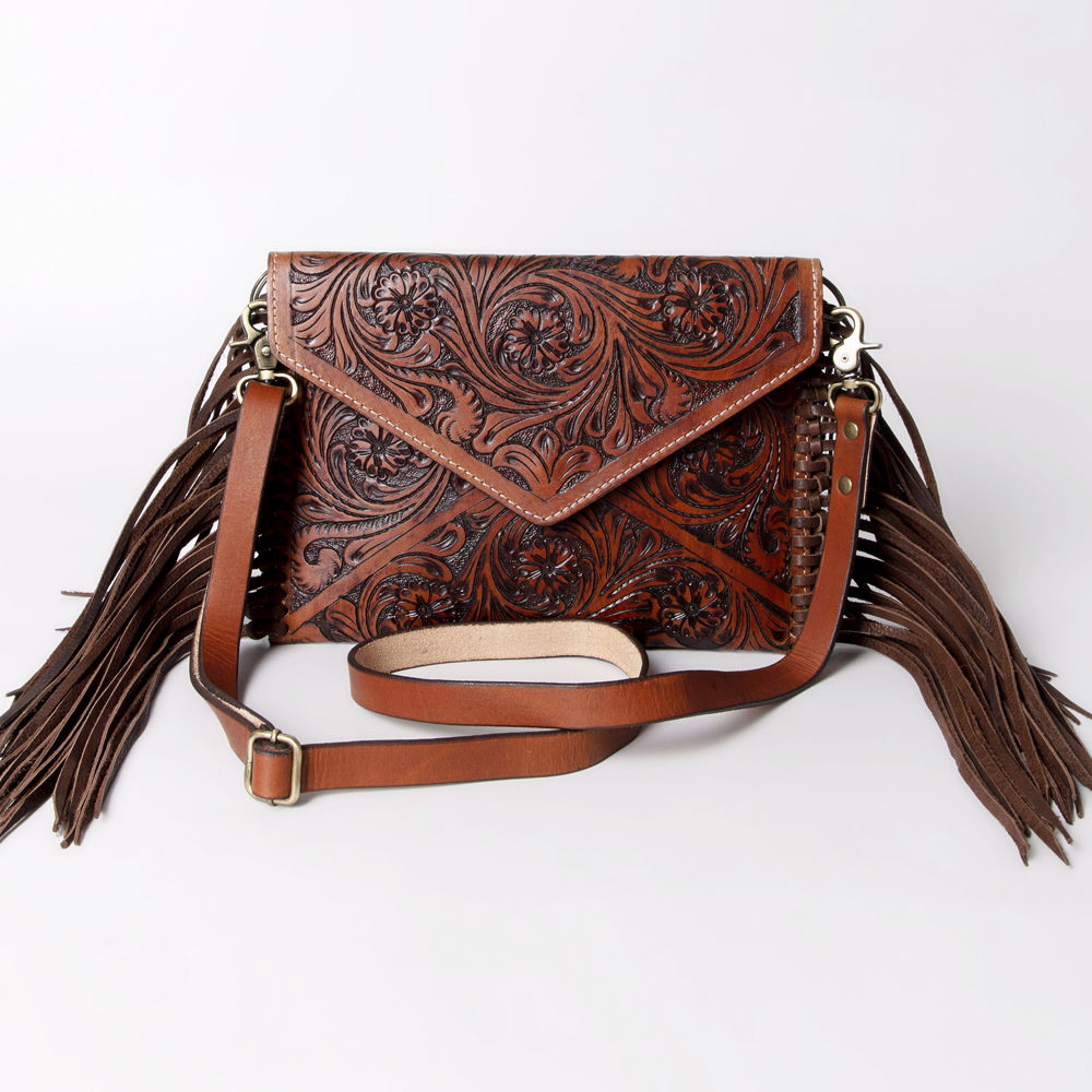 AD American Darling ADBG476ANTBR Envelope Hand Tooled Genuine Leather Damentasche - Bild 19 von 28