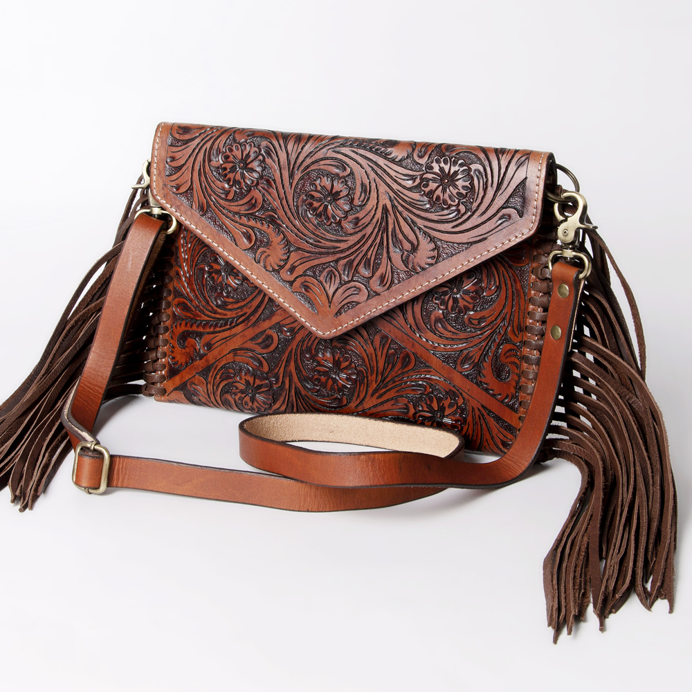 AD American Darling ADBG476ANTBR Envelope Hand Tooled Genuine Leather Damentasche - Bild 18 von 28