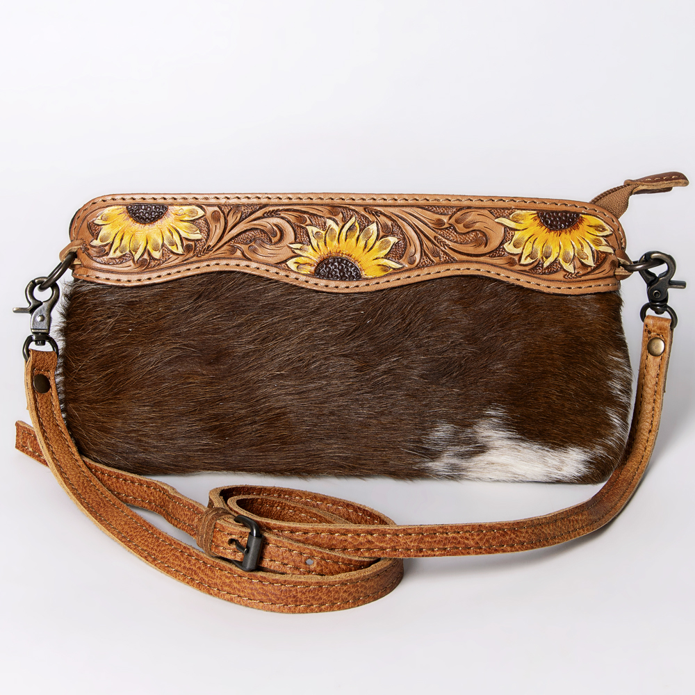 AD American Darling Small Crossbody Hand Tooled Hair On Genuine Leather Western - Picture 15 of 35
