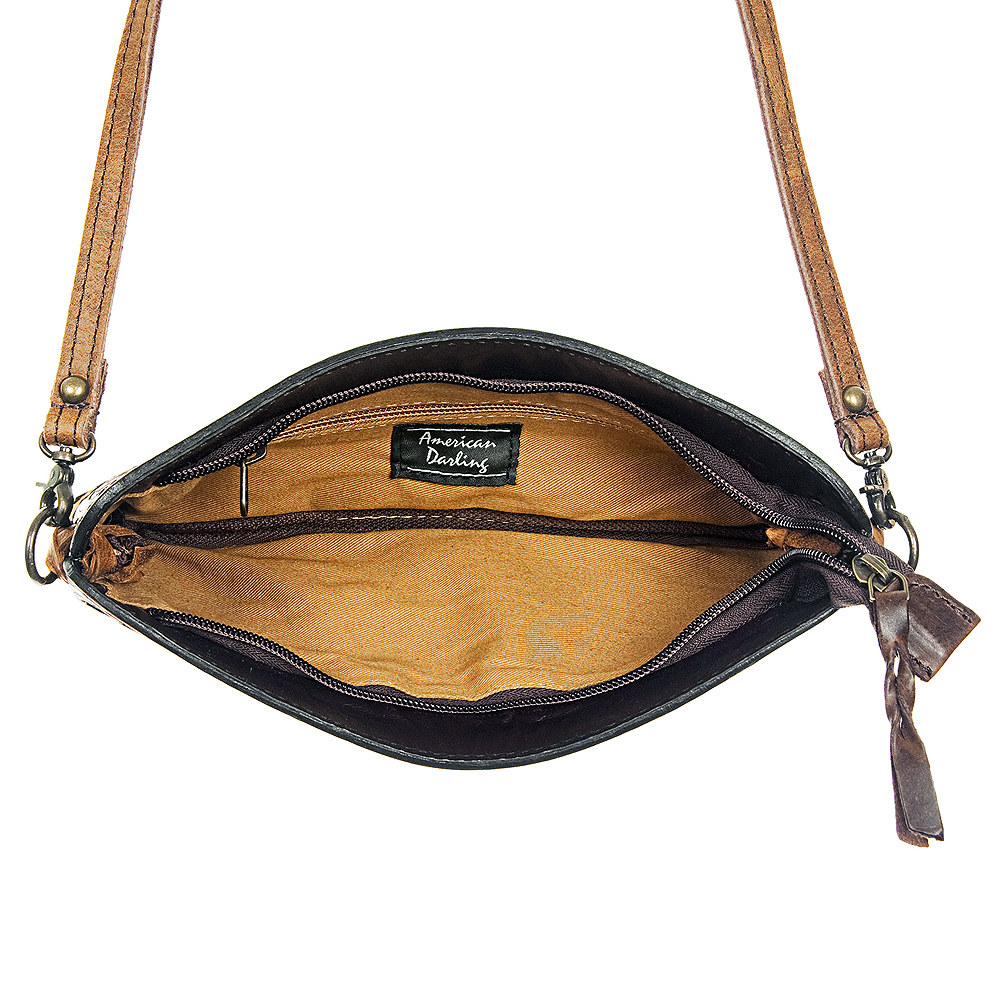AD American Darling Small Crossbody Hand Tooled Hair On Genuine Leather Western - Picture 30 of 35
