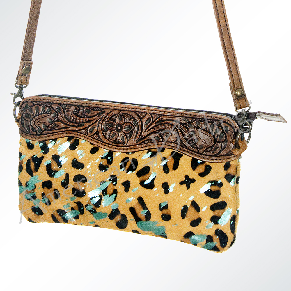 AD American Darling Small Crossbody Hand Tooled Hair On Genuine Leather Western - Picture 28 of 35