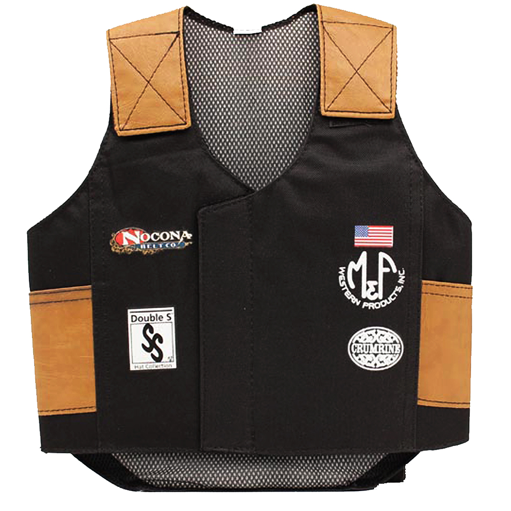 C1XL X Large M&F Western Bull Rider Play Vest Youth Rodeo Black Tan
