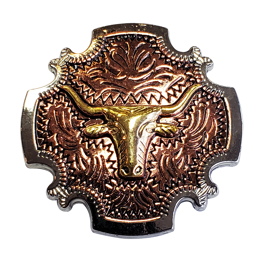 HS 1 1/2" Hilason Western Horse Concho Acabado 3 Tonos Cabeza de Dirección Marrón - Imagen 4 de 8