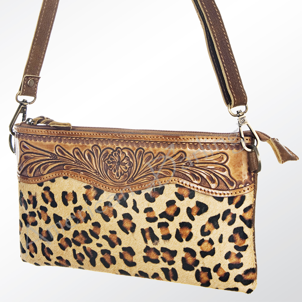 AD American Darling Small Crossbody Hand Tooled Hair On Genuine Leather Western - Picture 22 of 35