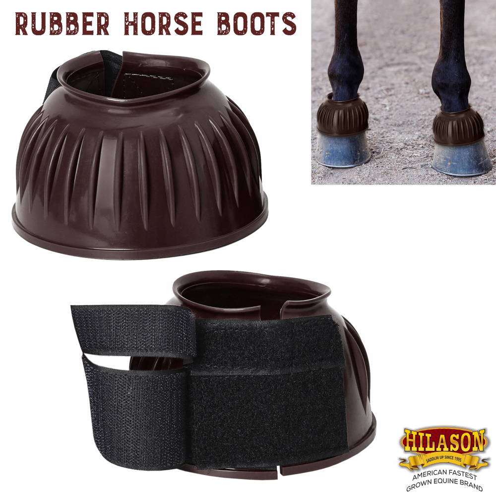 BH Hilason Western Horse PVC Ribbed Double Hook & Loop Leg Bell Boots - Picture 10 of 64