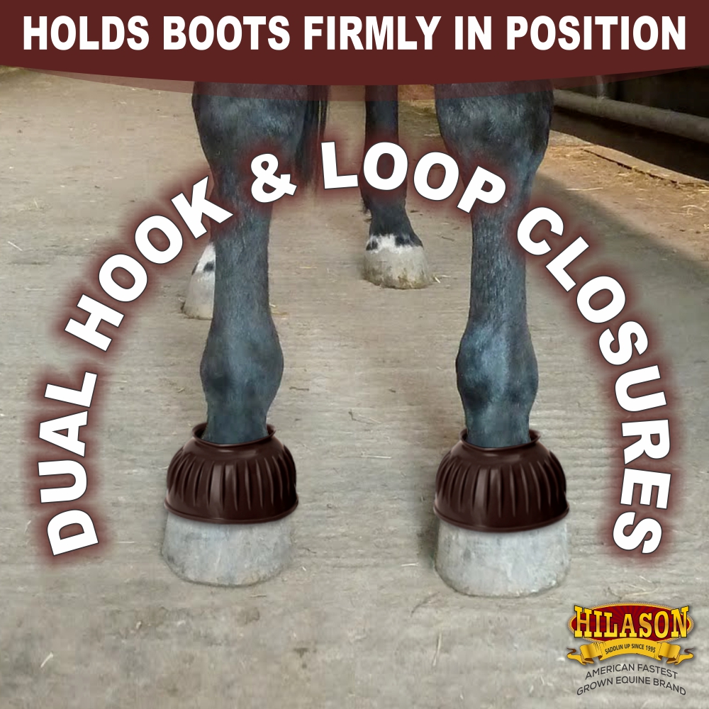 BH Hilason Western Horse PVC Ribbed Double Hook & Loop Leg Bell Boots - Picture 12 of 64