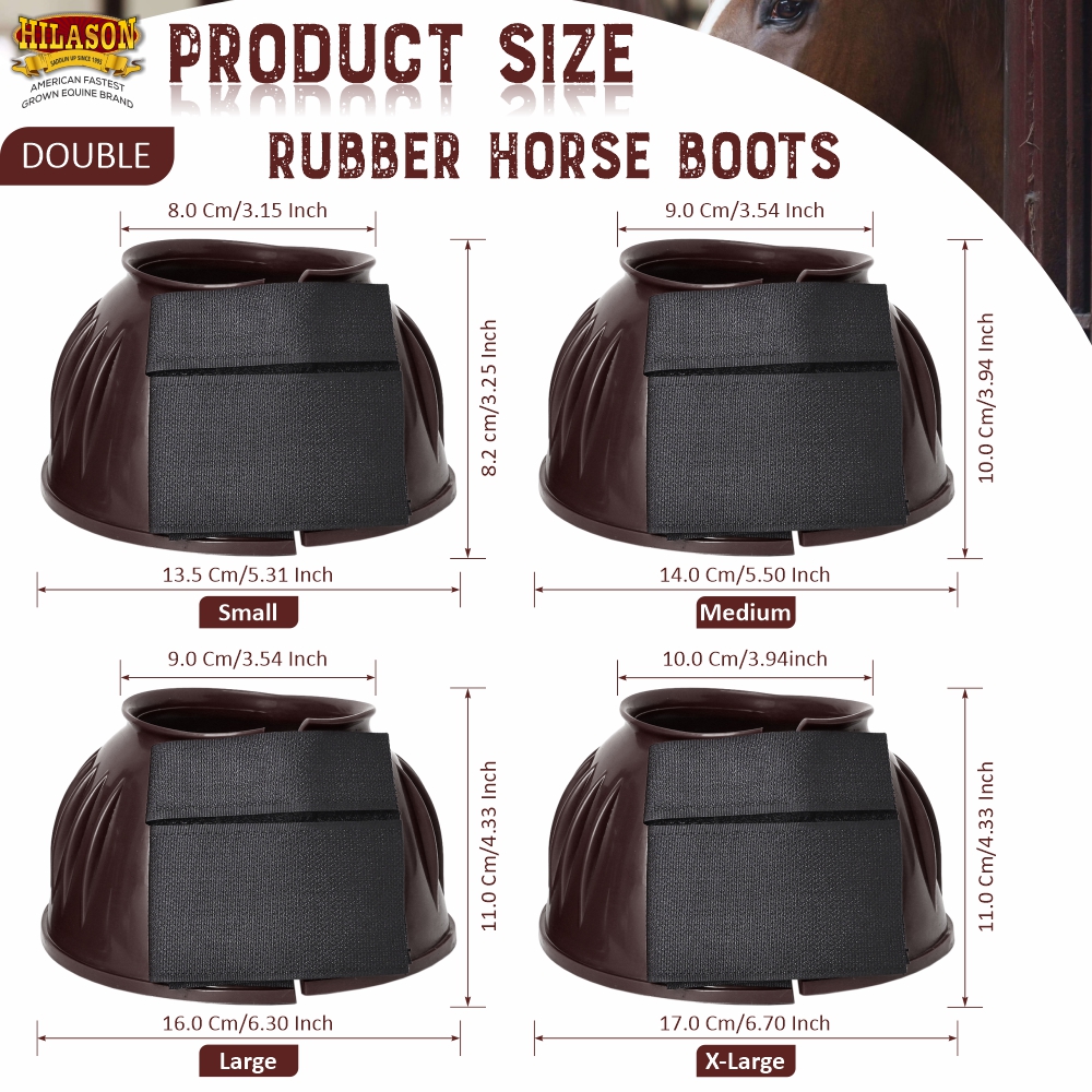 BH Hilason Western Horse PVC Ribbed Double Hook & Loop Leg Bell Boots - Picture 11 of 64