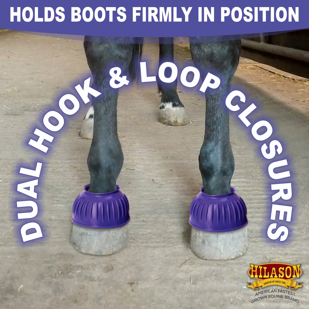 BH Hilason Western Horse PVC Ribbed Double Hook & Loop Leg Bell Boots - Picture 44 of 64