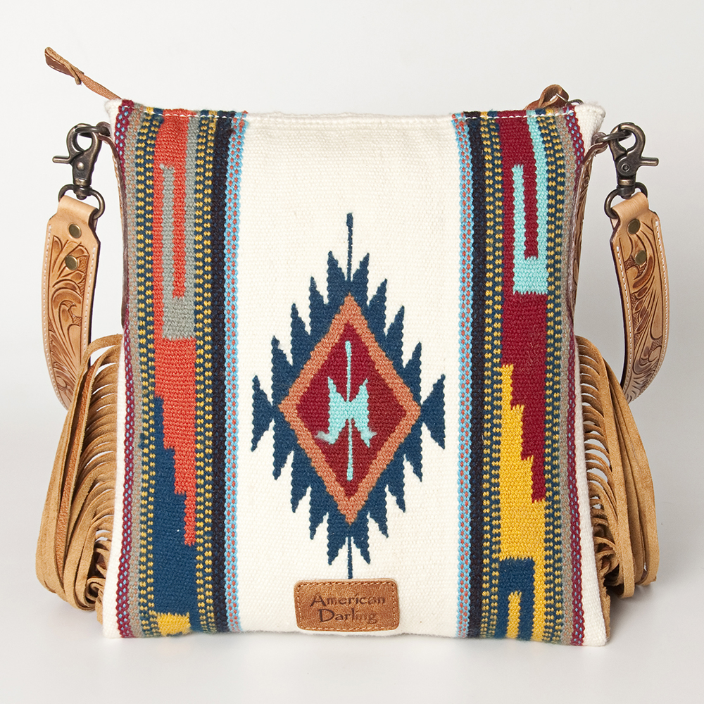 AD American Darling Messenger Bag Saddle Blanket Fabric Genuine Leather Western - Picture 169 of 188