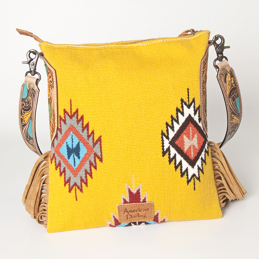 AD American Darling Messenger Bag Saddle Blanket Fabric Genuine Leather Western - Picture 181 of 188