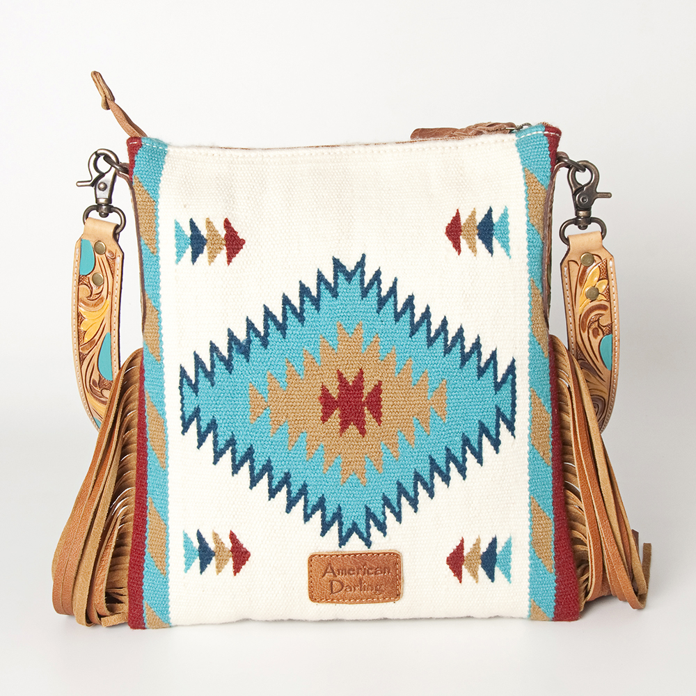 AD American Darling Messenger Bag Saddle Blanket Fabric Genuine Leather Western - Picture 90 of 188