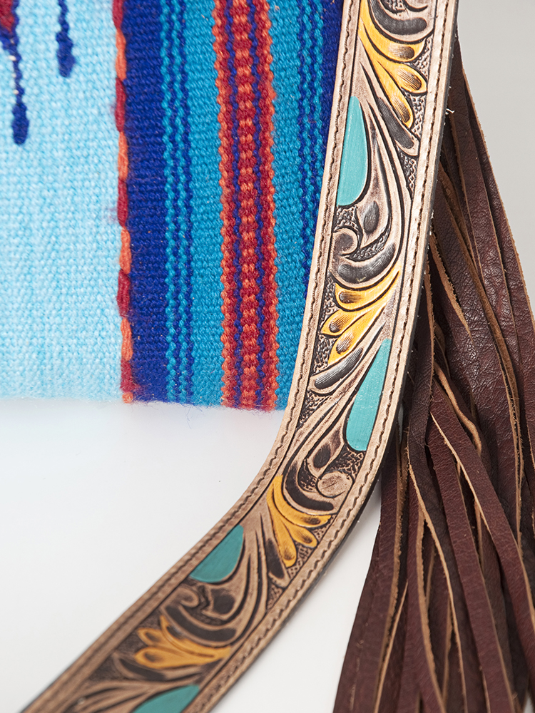 AD American Darling Messenger Bag Saddle Blanket Fabric Genuine Leather Western - Picture 140 of 188