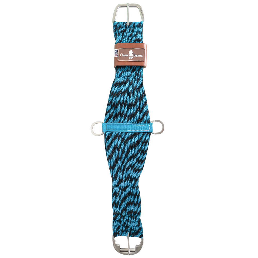 Classic Equine Horse 100% Mohair Roper Cinch Roller Buckle Soft 27 Strand Turquoise