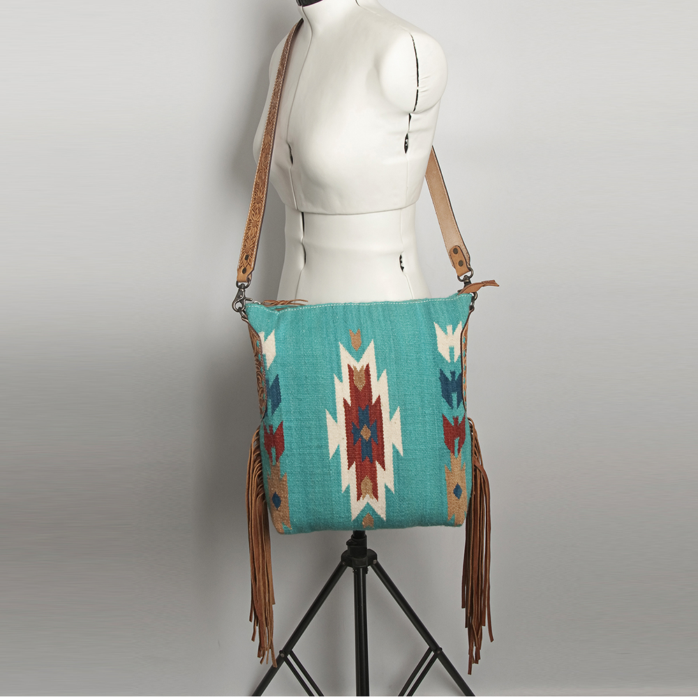 AD American Darling Messenger Bag Saddle Blanket Fabric Genuine Leather Western - Picture 144 of 188