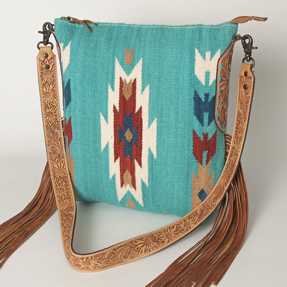AD American Darling Messenger Bag Saddle Blanket Fabric Genuine Leather Western - Picture 141 of 188