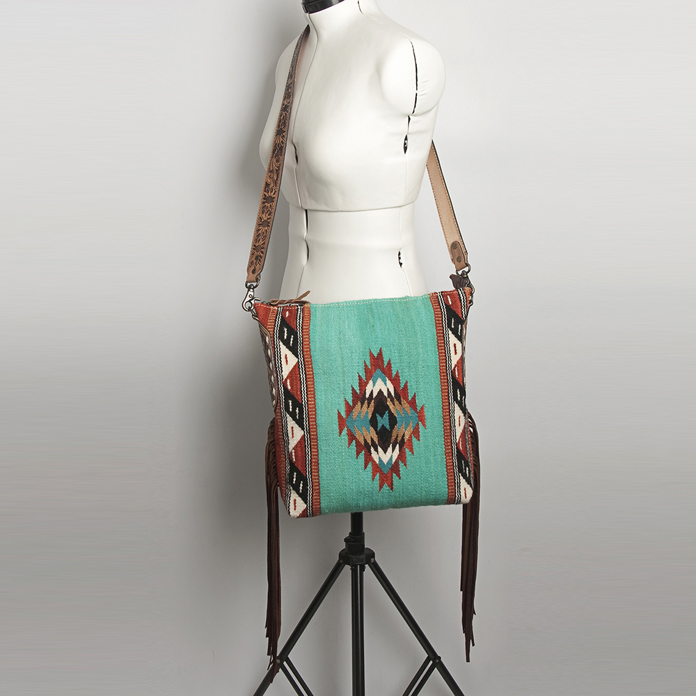 AD American Darling Messenger Bag Saddle Blanket Fabric Genuine Leather Western - Picture 151 of 188
