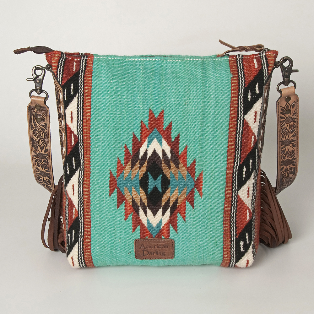AD American Darling Messenger Bag Saddle Blanket Fabric Genuine Leather Western - Picture 152 of 188