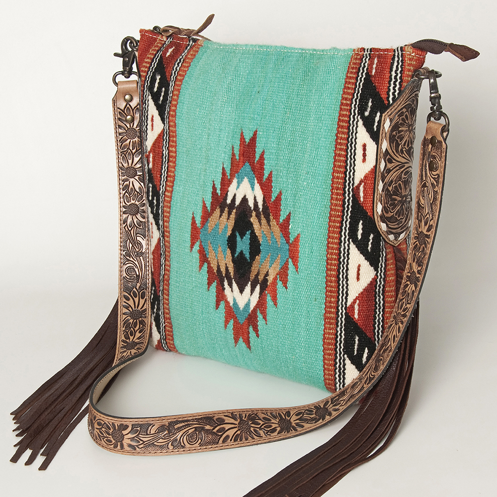 AD American Darling Messenger Bag Saddle Blanket Fabric Genuine Leather Western - Picture 147 of 188