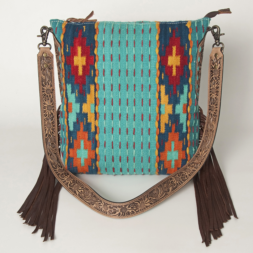 AD American Darling Messenger Bag Saddle Blanket Fabric Genuine Leather Western - Picture 154 of 188