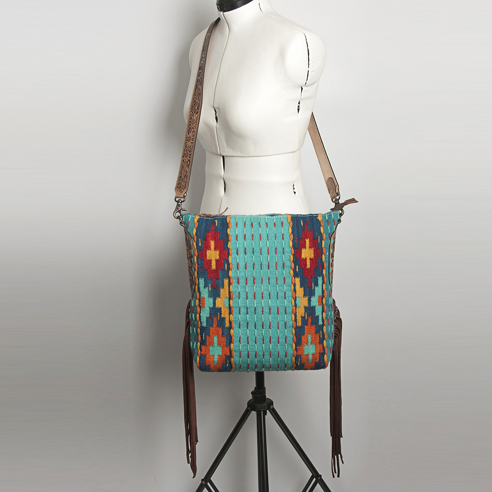 AD American Darling Messenger Bag Saddle Blanket Fabric Genuine Leather Western - Picture 156 of 188