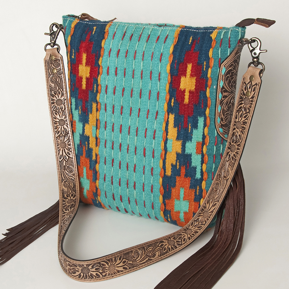 AD American Darling Messenger Bag Saddle Blanket Fabric Genuine Leather Western - Picture 153 of 188