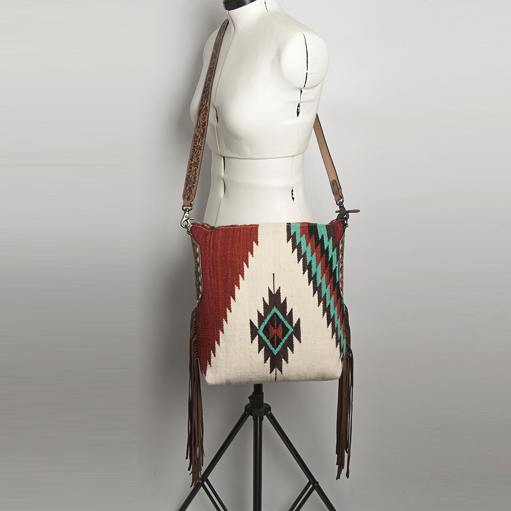 AD American Darling Messenger Bag Saddle Blanket Fabric Genuine Leather Western - Picture 162 of 188