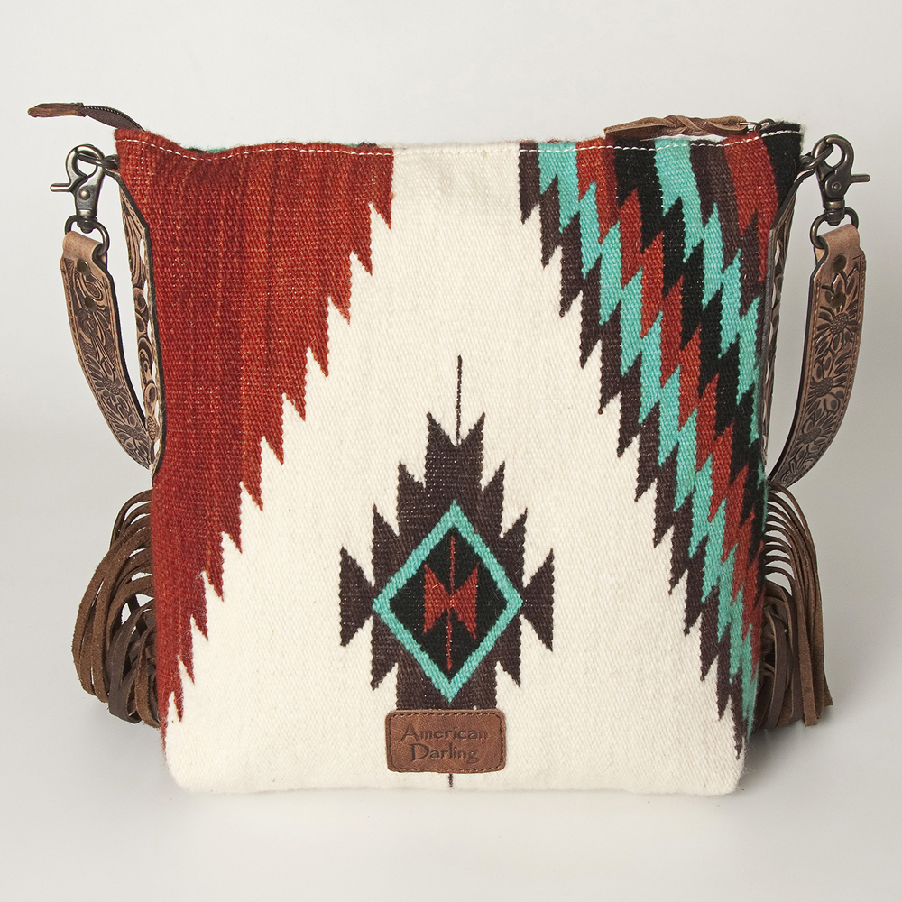 AD American Darling Messenger Bag Saddle Blanket Fabric Genuine Leather Western - Picture 163 of 188