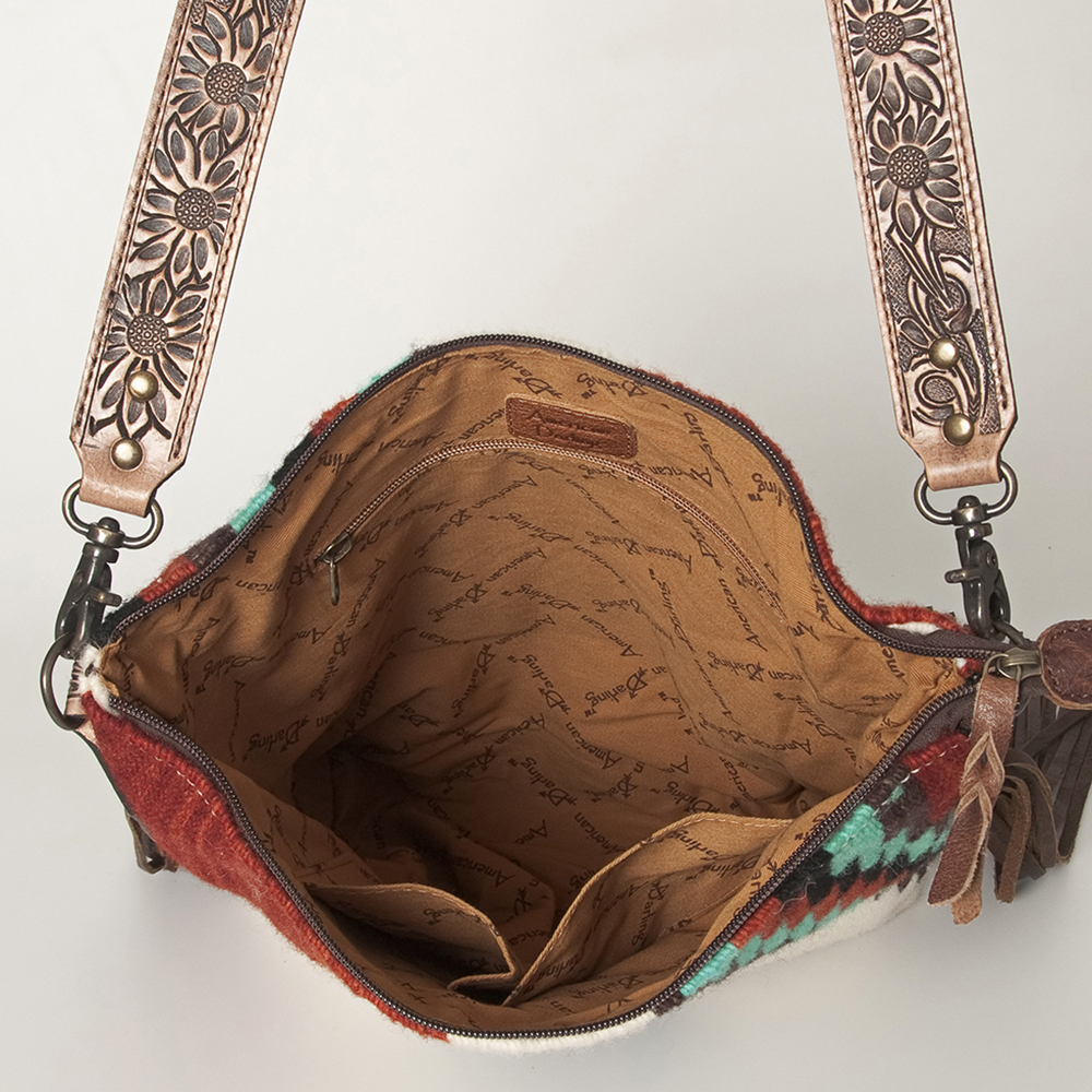 AD American Darling Messenger Bag Saddle Blanket Fabric Genuine Leather Western - Picture 164 of 188