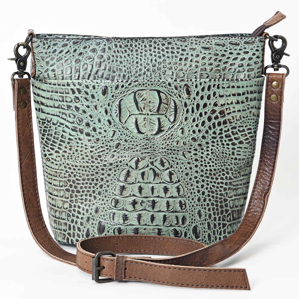 AD American Darling Cross Body Crocodile Embossed Genuine Leather Western Women - Picture 16 of 20