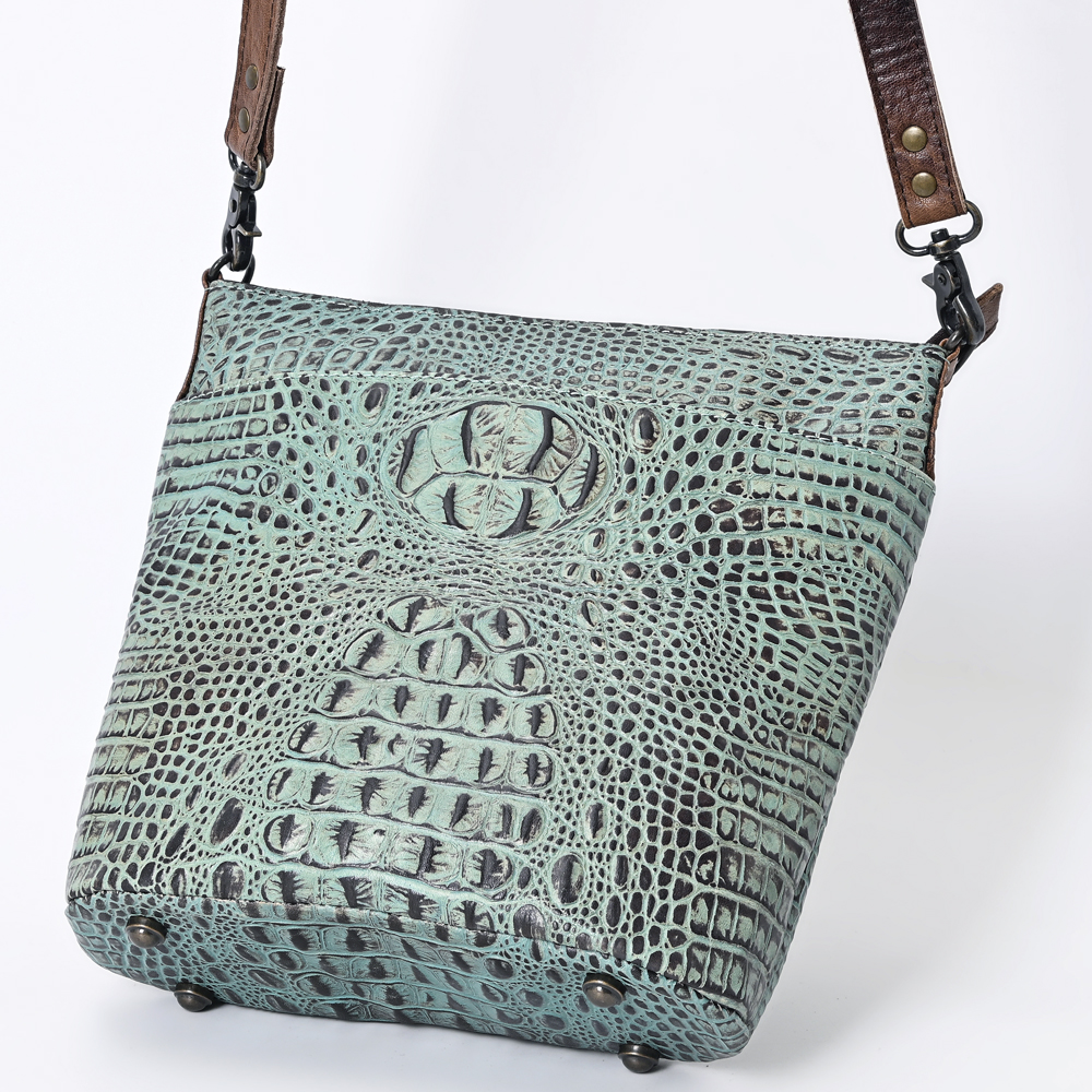 AD American Darling Cross Body Crocodile Embossed Genuine Leather Western Women - Picture 18 of 20