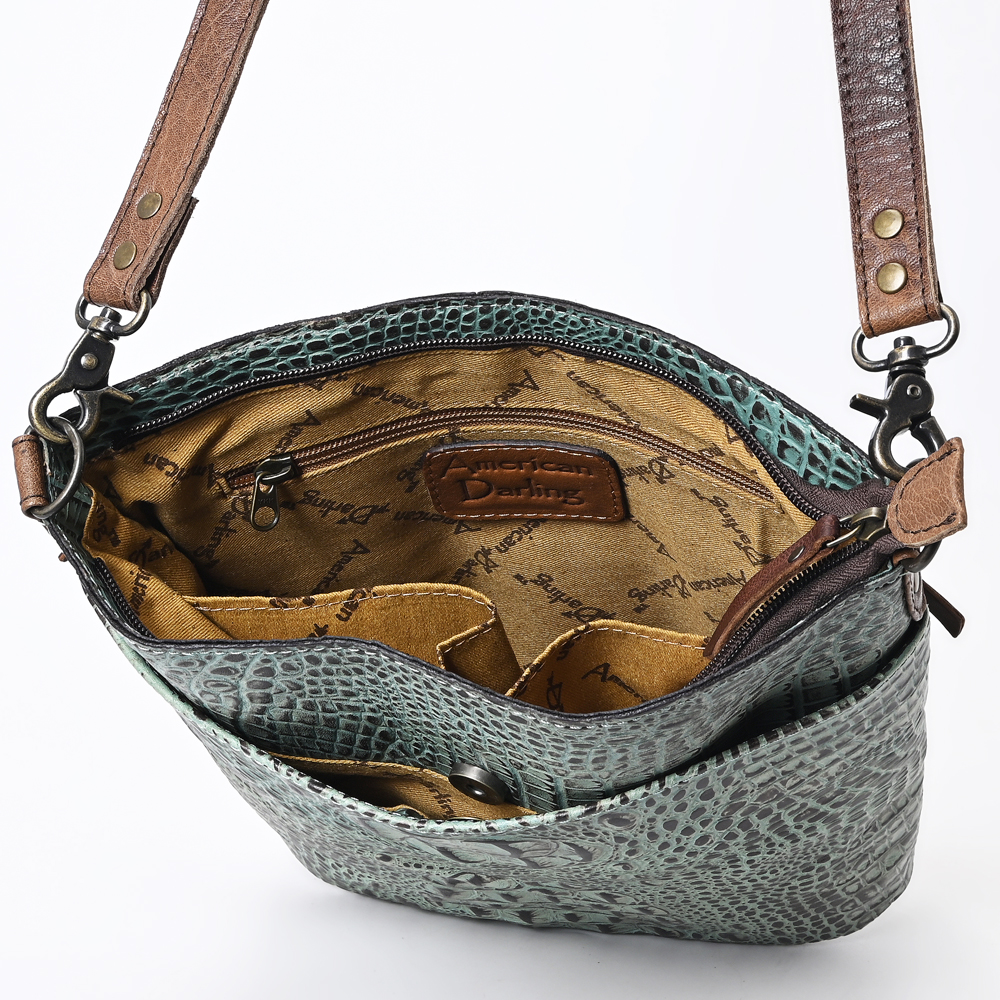 AD American Darling Cross Body Crocodile Embossed Genuine Leather Western Women - Picture 20 of 20