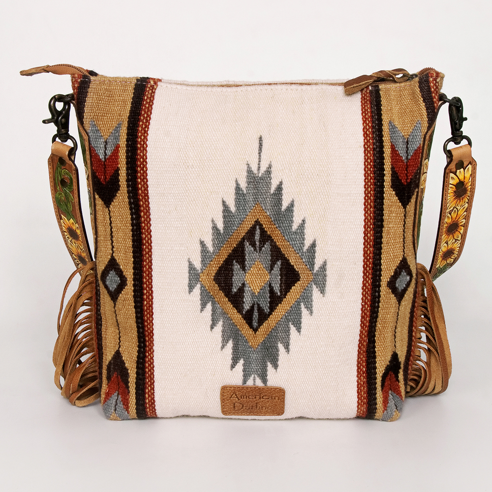 AD American Darling Messenger Bag Saddle Blanket Fabric Genuine Leather Western - Picture 97 of 188