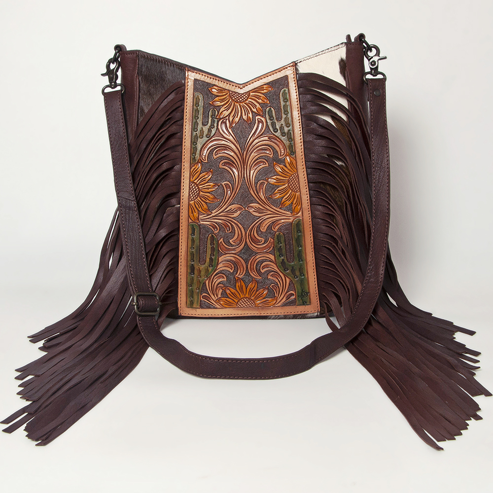 AD American Darling Large Crossbody Hand Tooled Hair On Genuine Leather Women - Picture 34 of 50