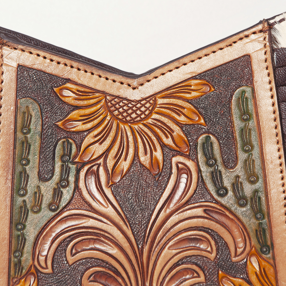 AD American Darling Large Crossbody Hand Tooled Hair On Genuine Leather Women - Picture 35 of 50