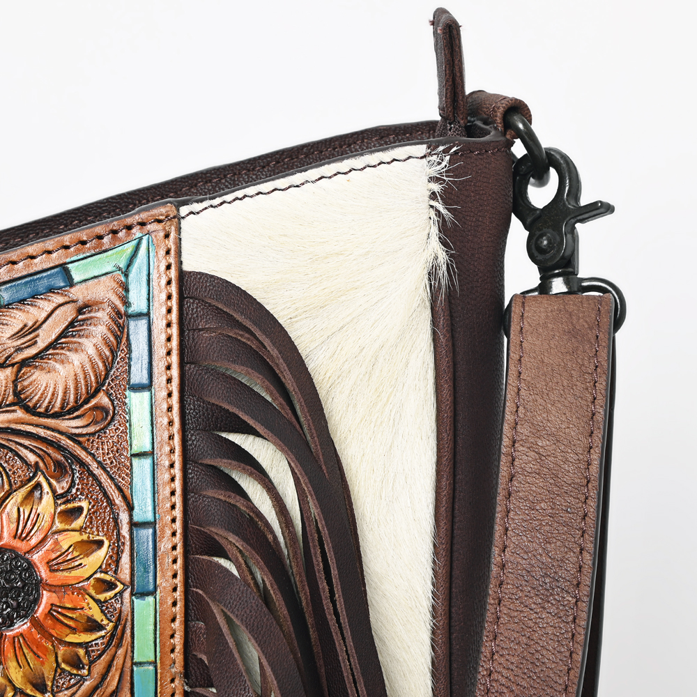 AD American Darling Large Crossbody Hand Tooled Hair On Genuine Leather Women - Picture 30 of 50